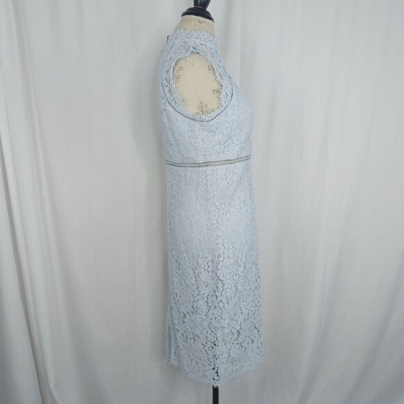 Bardot Lace Dress 8 Medium Blue Midi Pencil - Picture 8 of 10